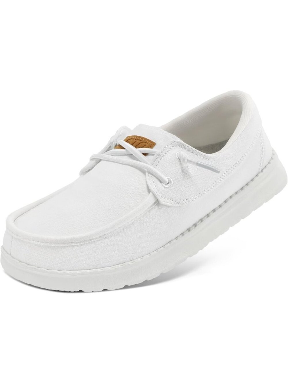 Women's White Canvas Breathable Adjustable Laces Lightweight Loafers Shoes